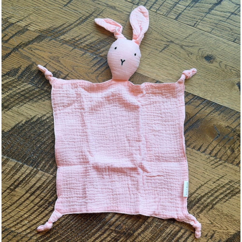 Bunny‎ Lovey Security Blanket Pink Cotton Muslin Baby Snuggles 11"x11"